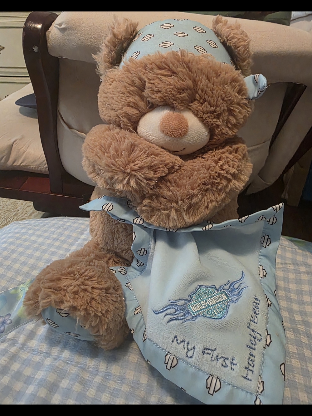 Harley-Davidson Brown Bear with Light Blue Lovey and Bandana